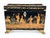 English Regency Chinoiserie Black Lacquer and Gilt Tea Caddy. This tea caddy features romanticized Eastern landscapes with...