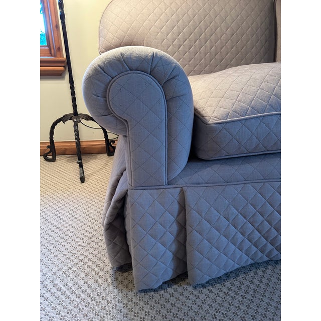 Early 21st Century Custom Upholstered Sofa in Taupe Diamond Fabric For Sale - Image 4 of 4