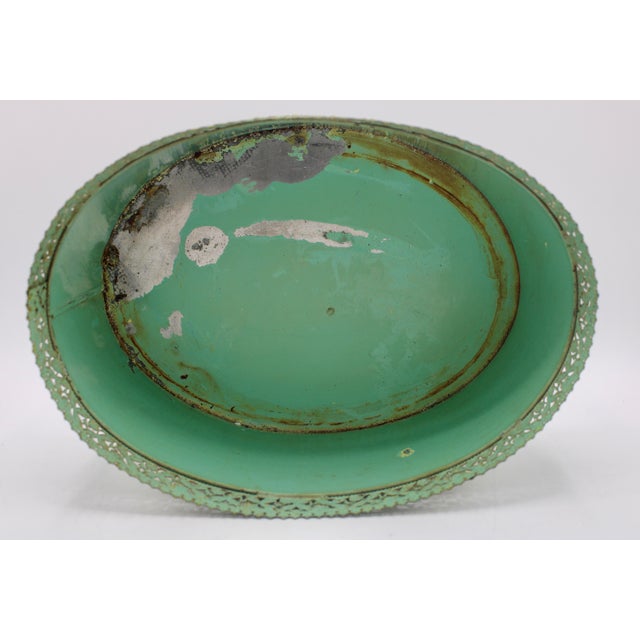 Teal Mid 20th Century Vintage Teal Tole Cachepot Planter For Sale - Image 8 of 10