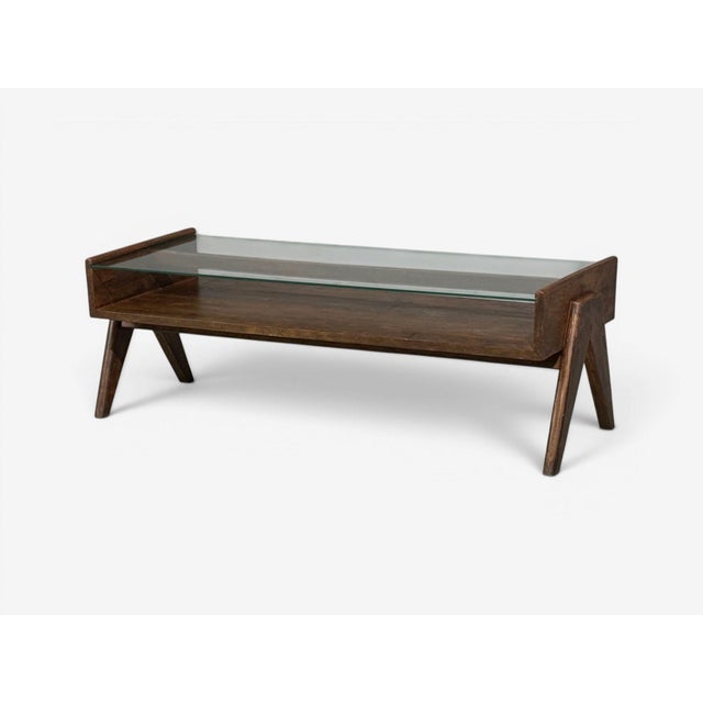Pierre Jeanneret, Coffee Table, Teak, Glass, Chandigarh, India, 1960s For Sale - Image 9 of 14