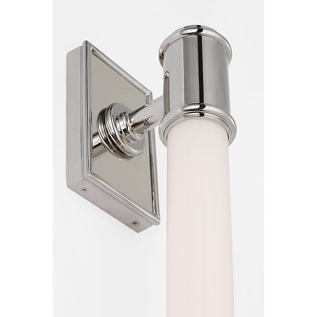 Traditional Chapman & Myers for Visual Comfort Signature Owen 30" Linear Bath Light in Polished Nickel with White Glass For Sale - Image 3 of 8