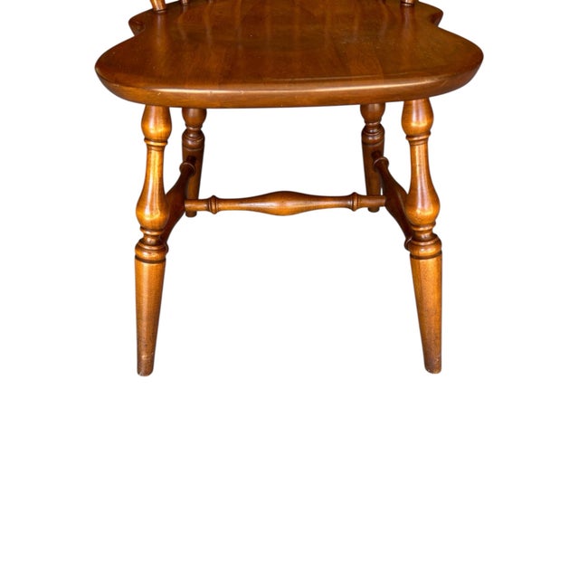 1970s Ethan Allen Nutmeg Maple Windsor Fiddleback Chairs. For Sale - Image 10 of 11