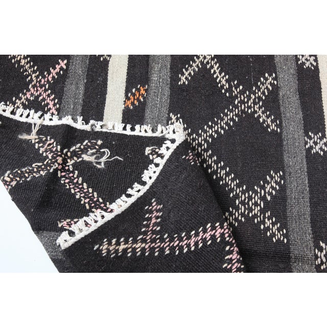 Orange Vintage Cicim Kilim With Modern X-Motif Design – Handwoven Anatolian Flatweave Kilim -7' 3'' X 10' 6'' For Sale - Image 8 of 10