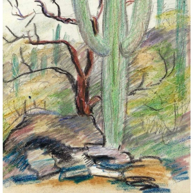 Grace Spongberg (American, 1906-1992) "Mountain Side - Sabino Canyon - Catalina Mountains, Arizona" oil pastel on paper,...
