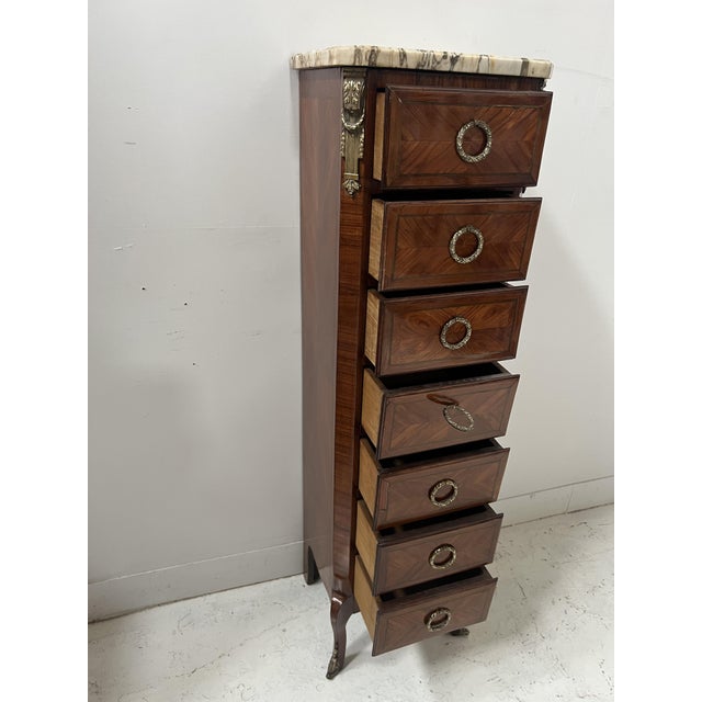 Transition Style Wooden Veneer Chest of Drawers from Befos For Sale - Image 4 of 10