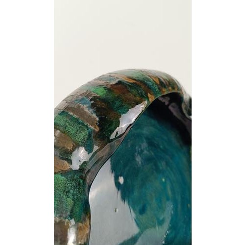 Blue Mid-Century Modern Italian Decorative Dish in Raku Style Ceramic, 1970s For Sale - Image 8 of 17