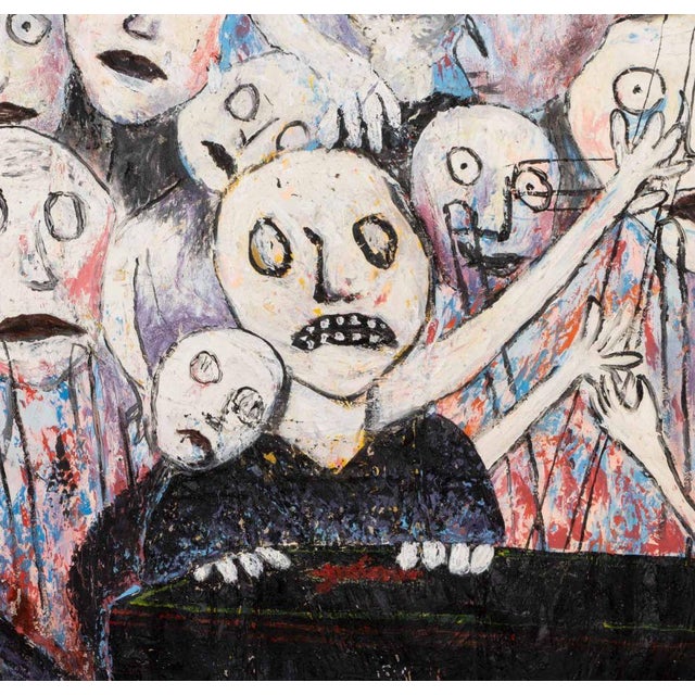 Jean Dubuffet Signed Figural Funeral Scene Oil Impasto on Canvas For Sale - Image 4 of 7