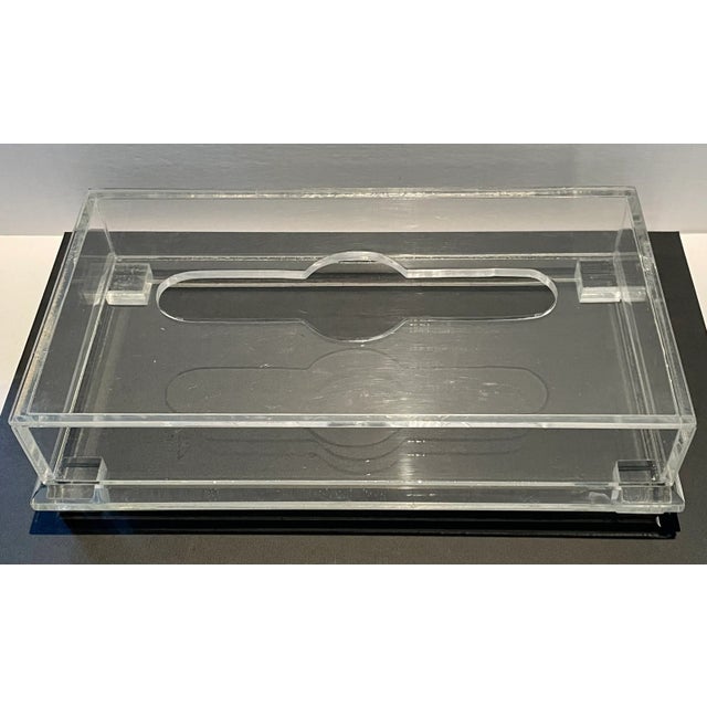 Plastic 1980's Large Clear Lucite Tissue Box or Guest Towel Box For Sale - Image 7 of 10
