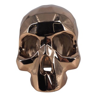 Gold Resin Skull from Richard Orlinski For Sale