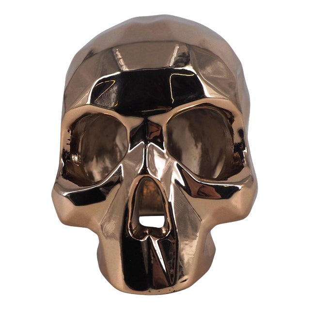 Gold Resin Skull from Richard Orlinski For Sale