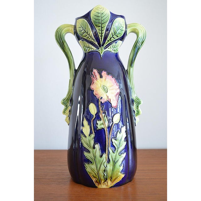 Ceramic Art Nouveau Austrian Majolica Vase, 1890s For Sale - Image 7 of 14
