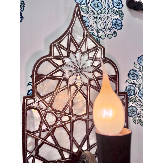 Mother of Pearl Inlaid Wall Sconce For Sale - Image 9 of 10