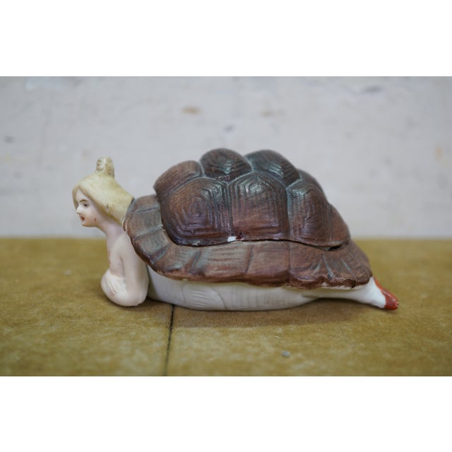 Antique German Victorian Naughty Lady in Tortoise Shell Vanity Box Figurine For Sale - Image 6 of 14