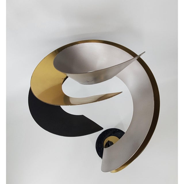 Vintage Curtis Jere Triple Spiral Ribbon Flame Metal Sculpture Signed 1996 For Sale In Tampa - Image 6 of 18
