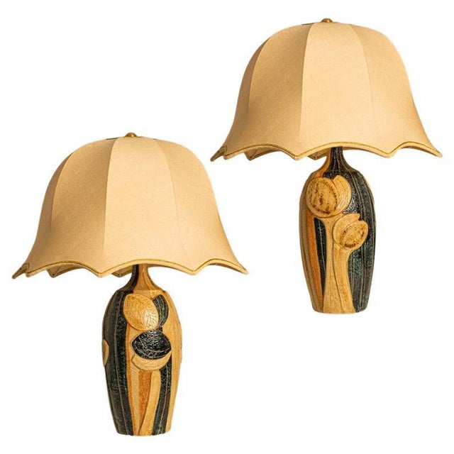 Ceramic Table Lamp with Silk Shade attributed to Noomi Backhausen for Soholm, 1960s For Sale - Image 14 of 14