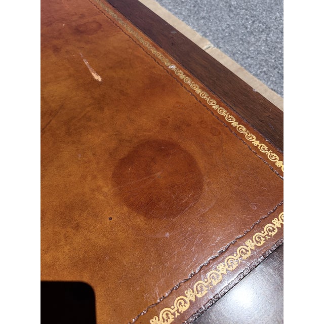 Wood Vintage Baker Furniture Mahogany & Leather Chinoiserie Coffee Table, Circa 1960s For Sale - Image 7 of 12