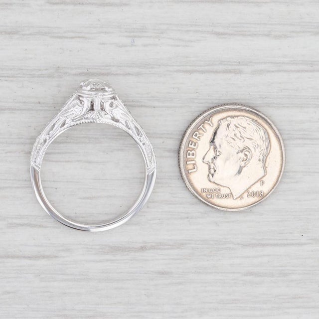 New Floral Filigree Diamond Engagement Ring 14k Gold SZ 6.75 Solitaire Rose Cut For Sale In Greensboro - Image 6 of 7