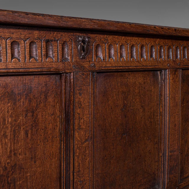 Long Antique Coffer, English, Oak, Blanket Chest, Period Storage, William III For Sale - Image 10 of 10