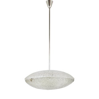 Mid-Century Kalmar Discus Textured Glass & Nickel Chandelier attributed to J. T. Kalmar for Kalmar, Austria, 1950s For Sale