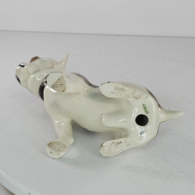 1940s 1940s Vintage Gort Bone China French Bulldog Figurine Sitting For Sale - Image 5 of 7