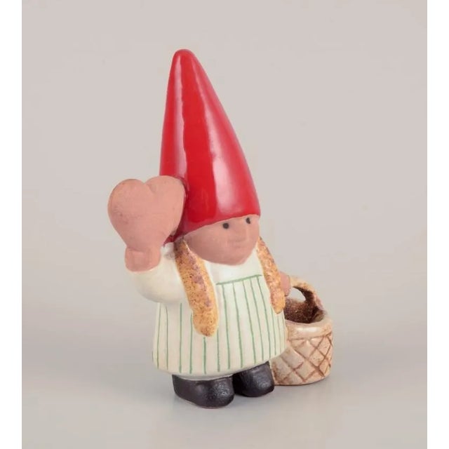 Elf Girl with Braided Basket and Honey Heart by Lisa Larson for Gustavsberg For Sale - Image 3 of 7