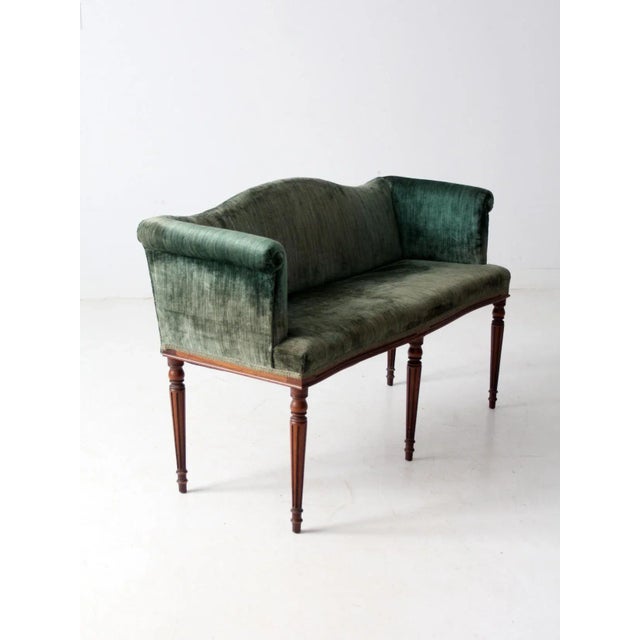 Antique Neoclassical Settee With Velvet Upholstery For Sale - Image 14 of 17