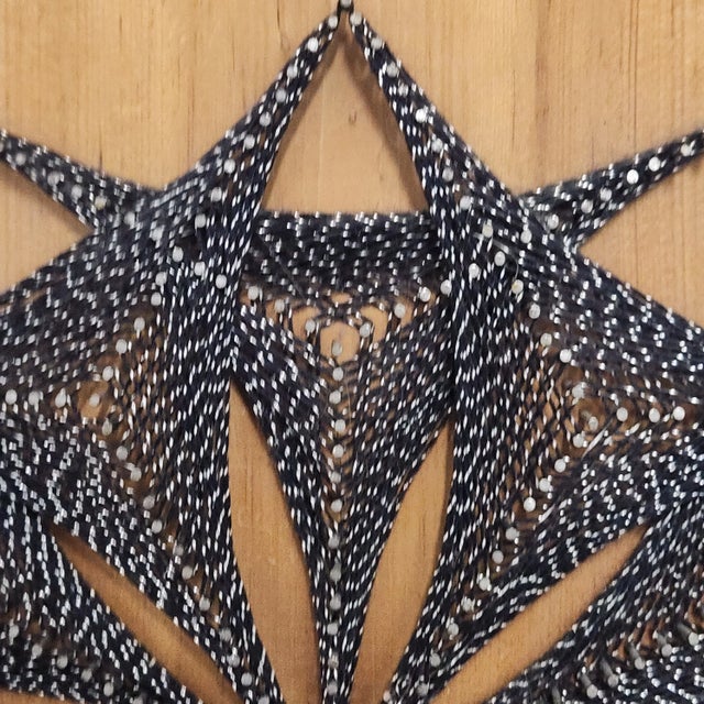 Mid-Century Modern Mid-Century Sunburst Mandala String Art Wall Art on Wood Panel For Sale - Image 3 of 10