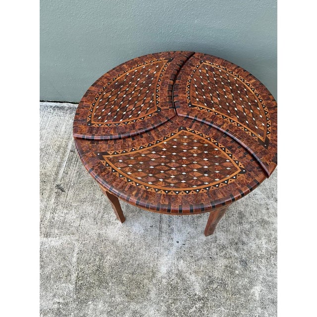 Late 20th Century Vintage Geometric Inlaid Wood Coffee Table For Sale - Image 5 of 12