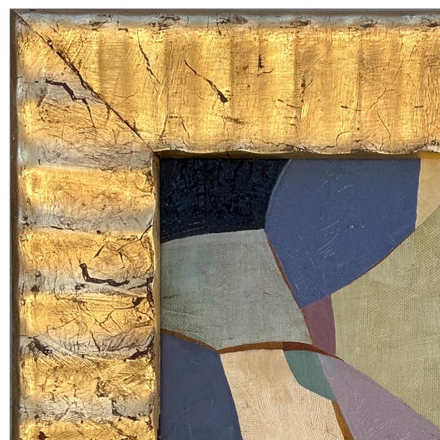 Various Artists Contemporary Jewel Tone Abstract Oil Painting in Vintage Gold Frame For Sale - Image 4 of 6