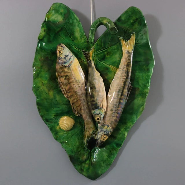 Antique Alfred Renoleau Palissy Majolica Fish Wall Plaque For Sale - Image 13 of 13