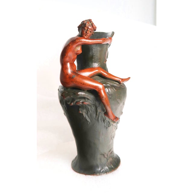 Early 20th Century Art Nouveau Exquisite Bronze Sculpture of Nude on Ewer For Sale - Image 9 of 18