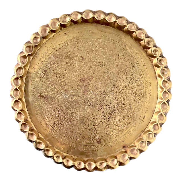 Large 1900’s Brass Plate Wall Hanging/ Tray For Sale