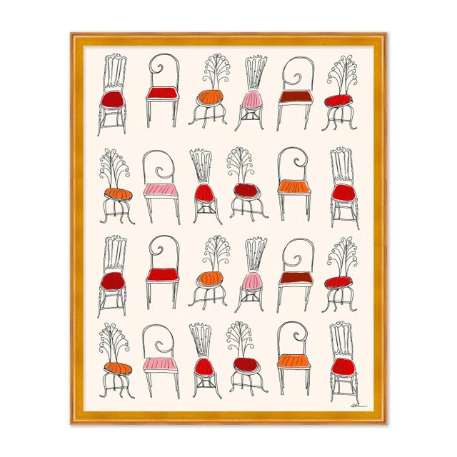 Contemporary Chairs Galore by Carly Kuhn in Gold Frame, Small Art Print For Sale - Image 3 of 3