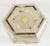 Exquisite handcrafted white mother of pearl inlaid and hand carved lidded box. Small octagonal Anglo Indian decorative box...