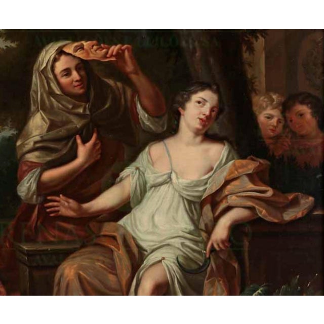 Circle of Caspar Netscher, Allegory, 1600s, Oil on Canvas For Sale - Image 5 of 7