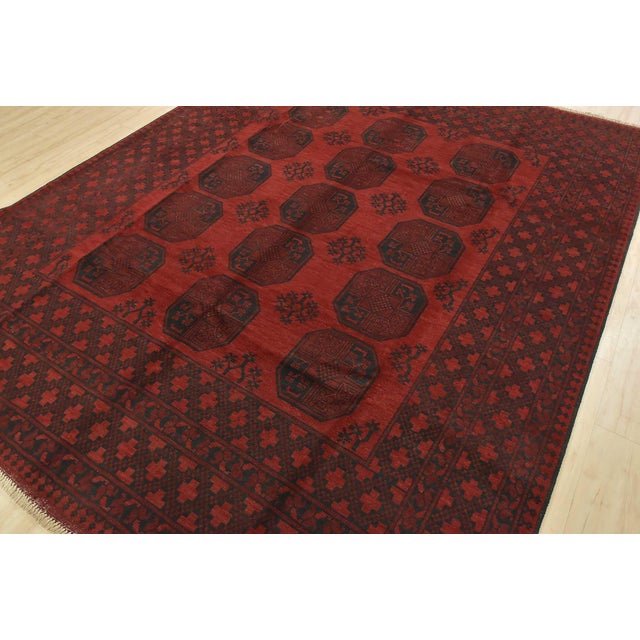 Cabin Turkmen Rug 8’3” X 10’8” Red Wool Vintage Tribal Hand-Knotted Oriental Carpet For Sale - Image 3 of 13