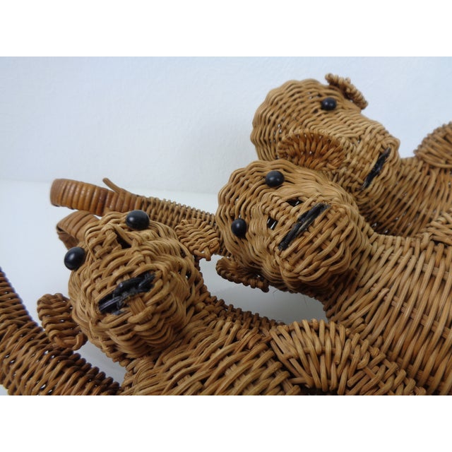 French Handmade Wicker Monkeys, 1960s, Set of 3 For Sale - Image 15 of 18