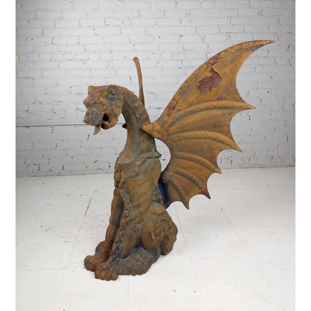 Vintage Heavy Cast Iron Winged Gargoyle Figure Chairish