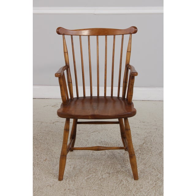 Traditional Stickley Cherry Windsor Style Spindle Back Armchair For Sale - Image 3 of 16