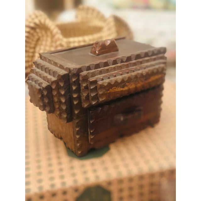 Brown Handcrafted Southern Tramp Art Box For Sale - Image 8 of 9