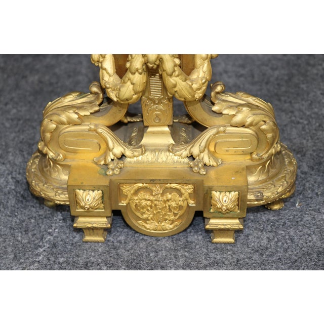 19th C. French Louis XVI Style Ormolu Clock Set by Deniere For Sale - Image 11 of 17