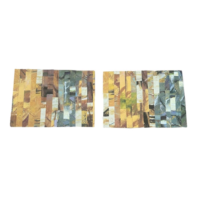 “Riverbed Reverie” Signed Original Mixed Media Diptych by Nancy Smith For Sale