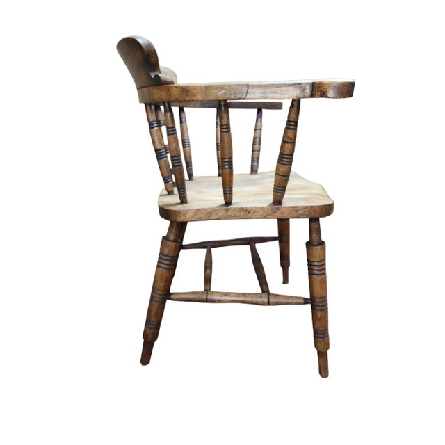 English 1917 J. Elliott & Sons English Smokers Bow Armchair For Sale - Image 3 of 7