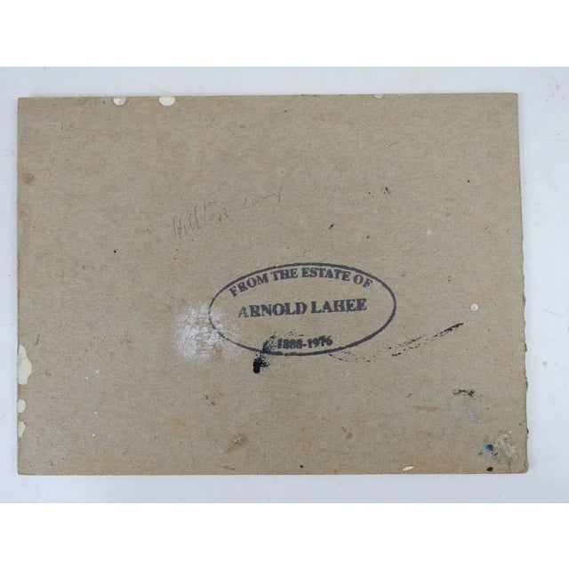 Small oil on artist board impressionist snowy winter landscape painting by Arnold Warburton Lahee (1888 - 1976)...