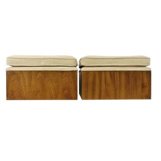 Drexel Modernist Square Benches on Casters - a Pair For Sale