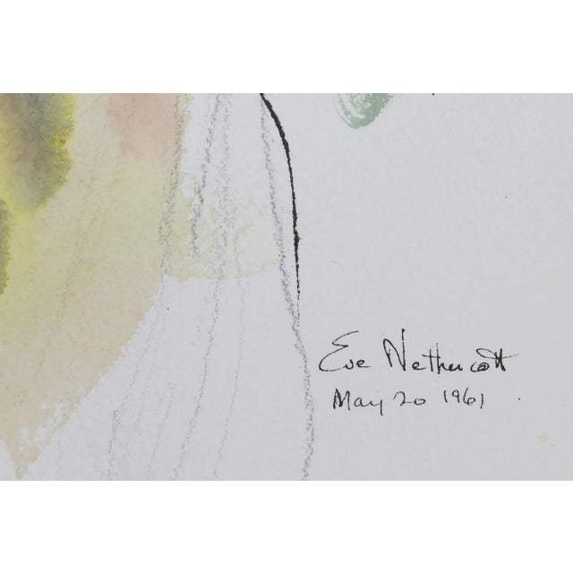 Wearing a matching yellow hat and blouse, the sitter of this portrait by Eve Nethercott wears a pearl choker and a black...