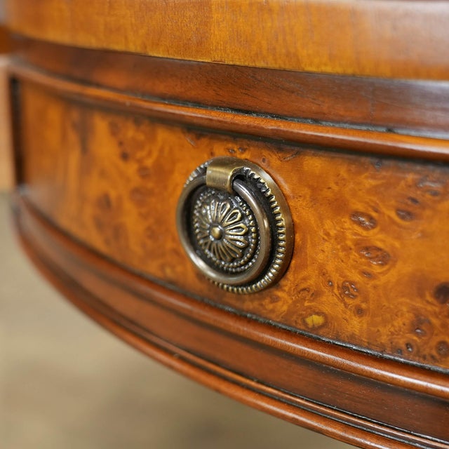 Niagara Furniture Burled Drum Table For Sale - Image 10 of 12