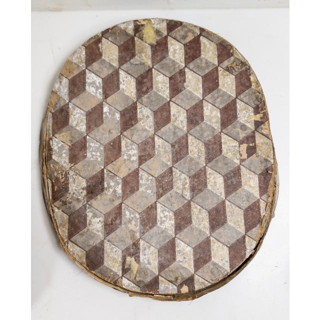 19th Century American Folk Op Art Wallpaper Bandbox in Top Hat Form For Sale - Image 10 of 13