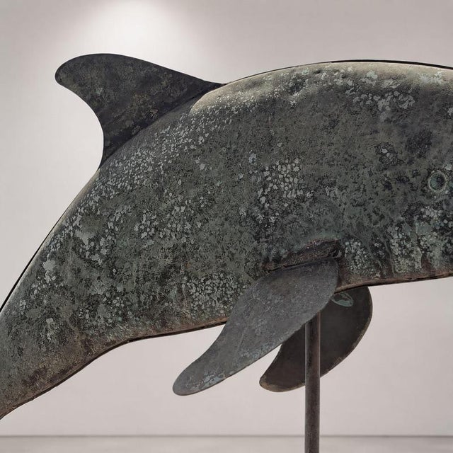 Copper Antique Italian Copper Weathervane with Three-Dimensional Dolphin, 1900s For Sale - Image 8 of 9