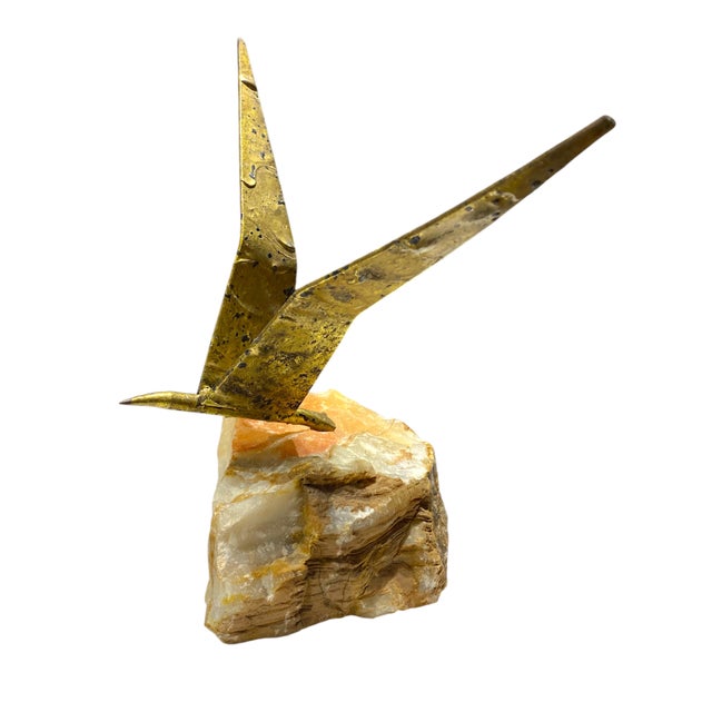 Curtis Jere Mid 20th Century Curtis Jere Abstract Bird Sculpture Metal on Stone Base MCM For Sale - Image 4 of 12
